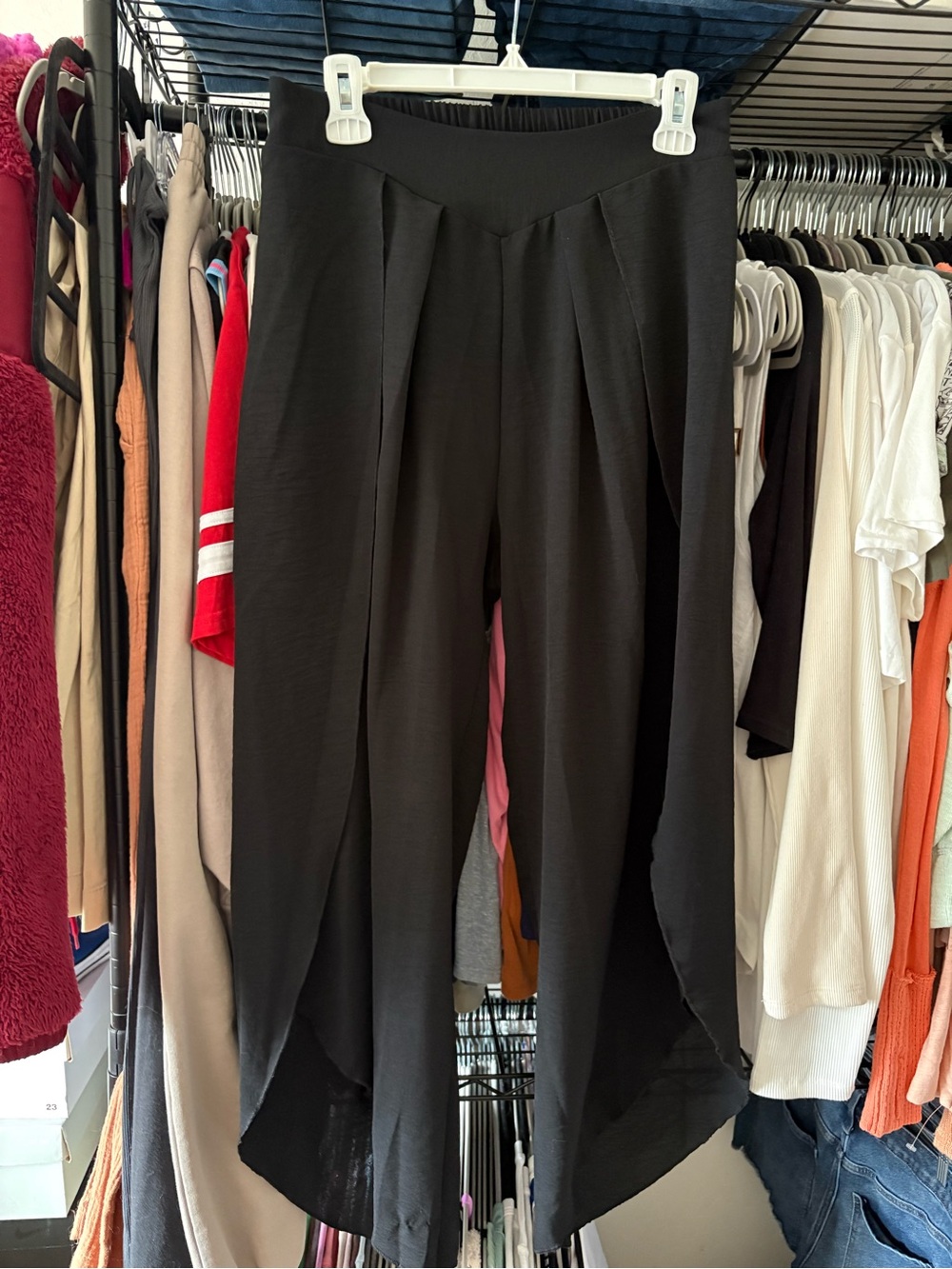 HALARA Black Draped High-Low Wide Leg Pants